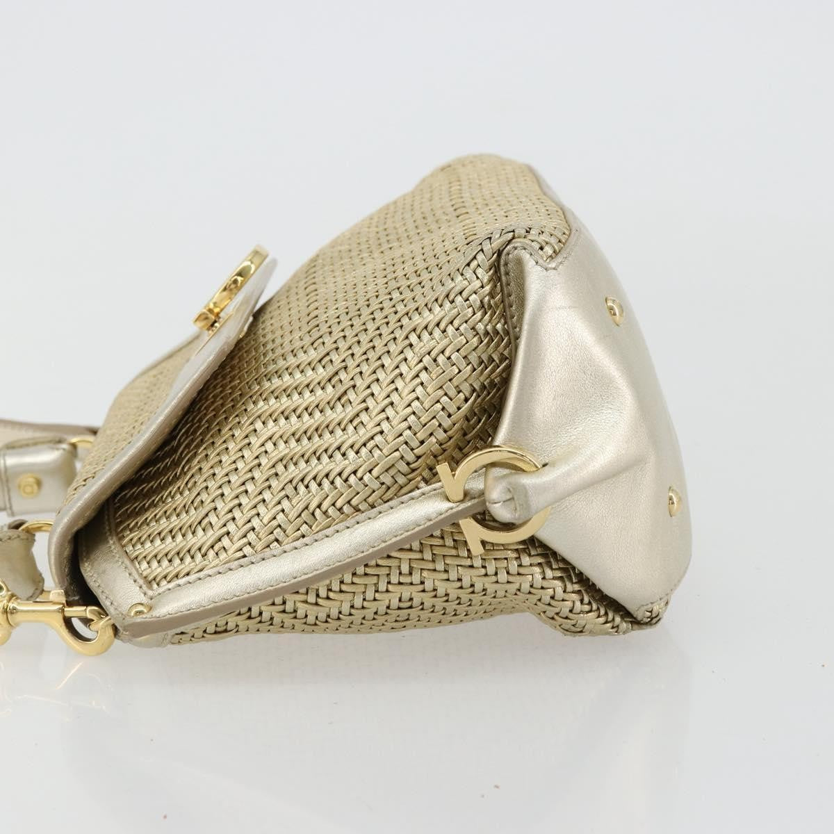 Salvatore Ferragamo Salvatore Ferragamo Sofia Gancini Hand Bag Leather 2way Gold Authentic 179912A