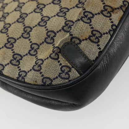 Gucci GUCCI GG Canvas Shoulder Bag Beige Navy Gold Authentic 92734