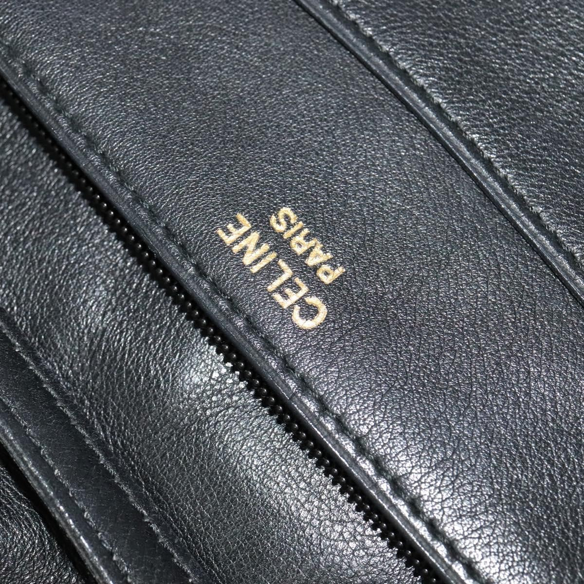 Celine CELINE Shoulder Bag Leather Black Gold Authentic 126895