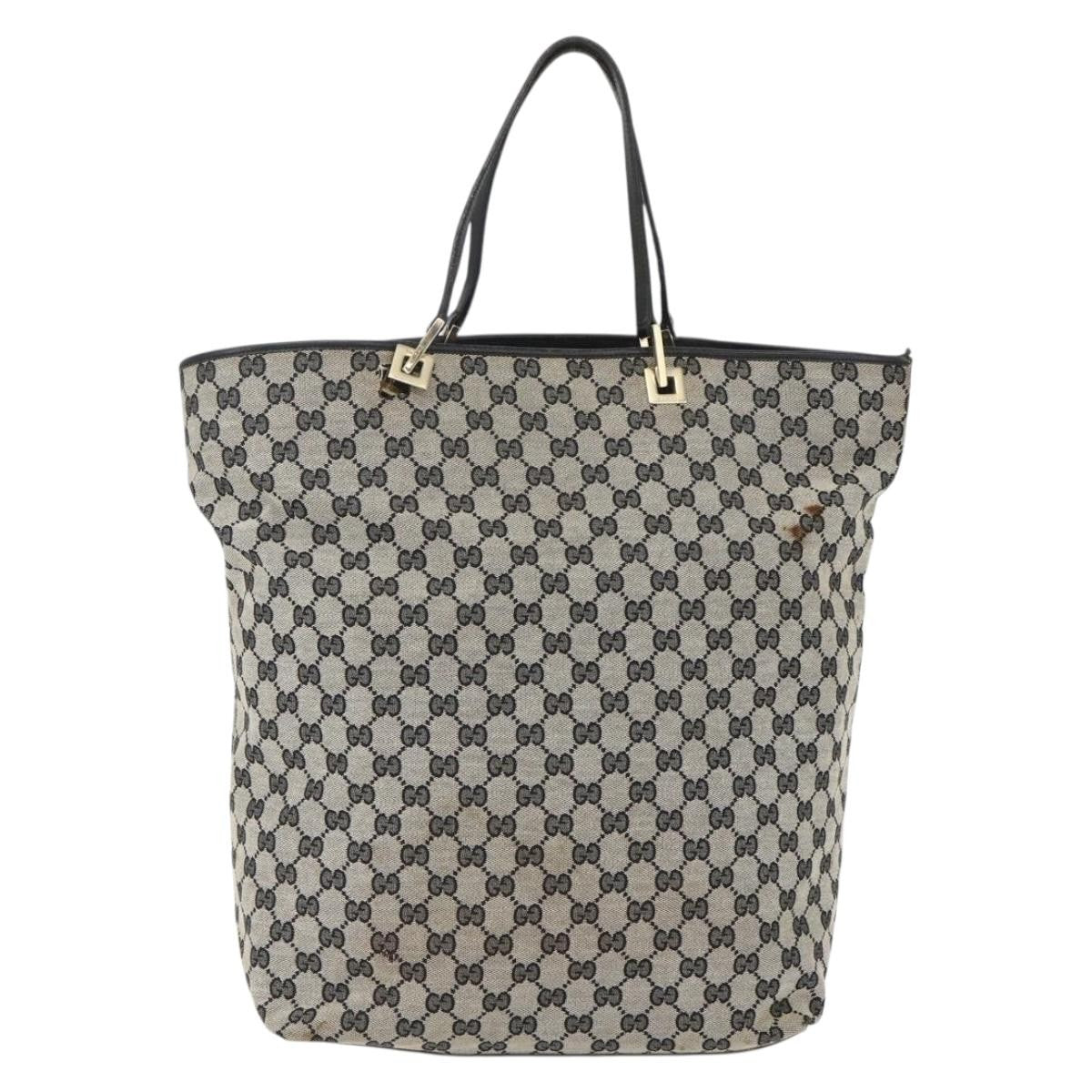 Gucci GUCCI GG Canvas Tote Bag Navy Gold 002 1097 3444 Authentic 158526