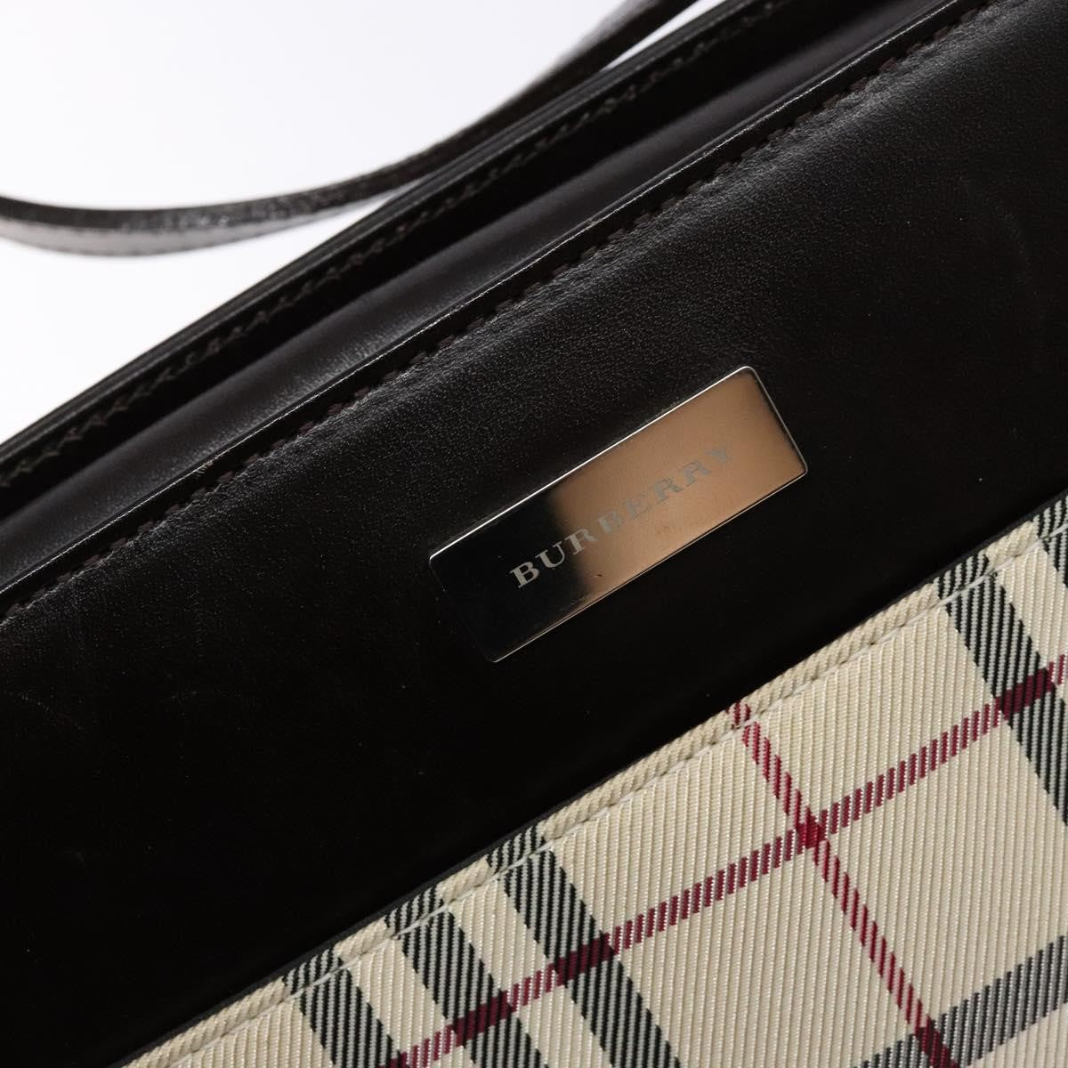 Burberry BURBERRY Nova Check Shoulder Bag Canvas Beige Silver Authentic 138176