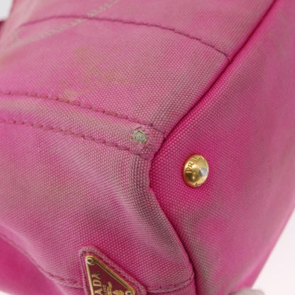 Prada PRADA Canapa PM Hand Bag Canvas 2way Pink Gold Authentic 162515
