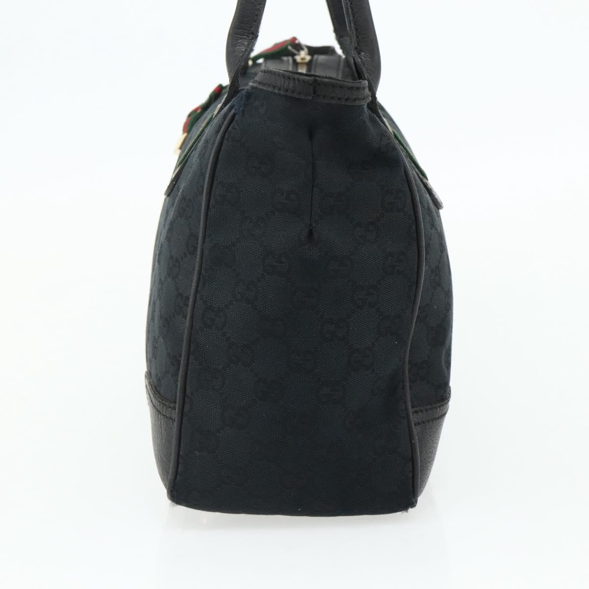Gucci GUCCI GG Canvas Web Sherry Line Hand Bag Black Gold Red 177052 Authentic mr2358
