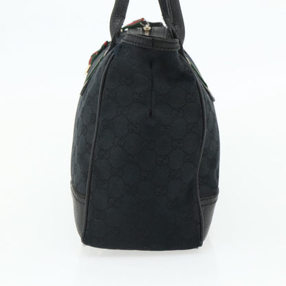 Gucci GUCCI GG Canvas Web Sherry Line Hand Bag Black Gold Red 177052 Authentic mr2358