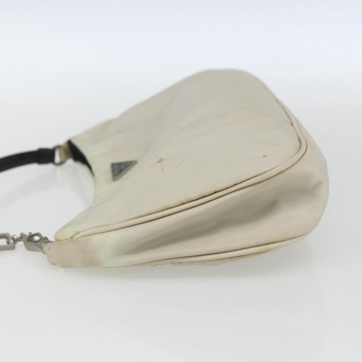 Prada PRADA Shoulder Bag Nylon Beige Silver Authentic 162128