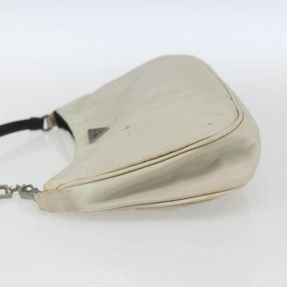 Prada PRADA Shoulder Bag Nylon Beige Silver Authentic 162128
