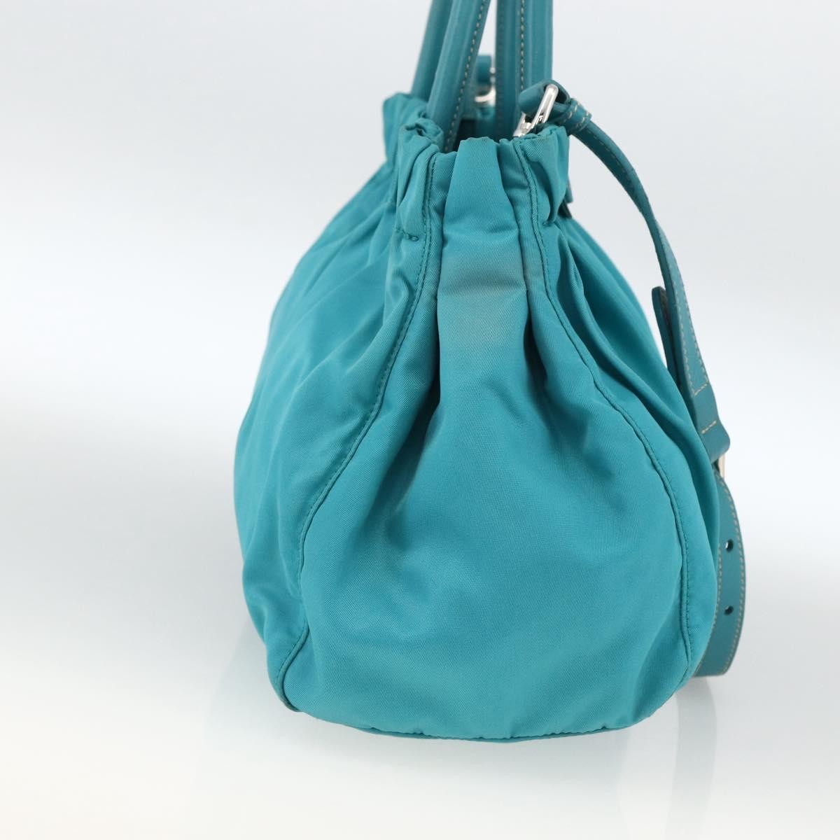 Prada PRADA Hand Bag Nylon 2way Turquoise Blue Silver Authentic gh1880A