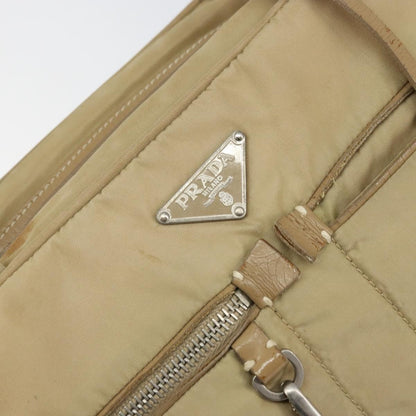 Prada PRADA Hand Bag Nylon Beige Silver Authentic 166752