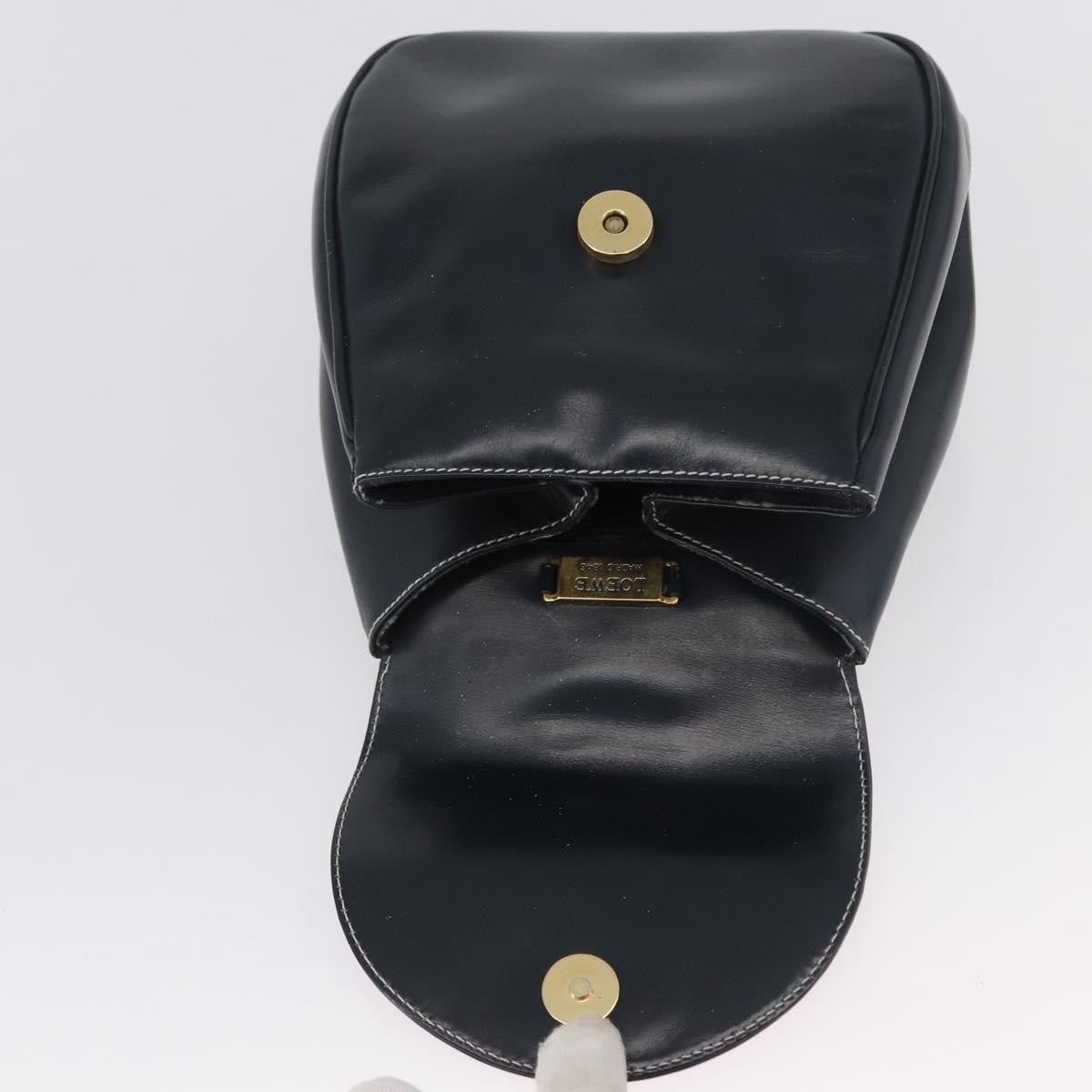 Loewe LOEWE Hand Bag Leather Navy Gold Authentic BA11340