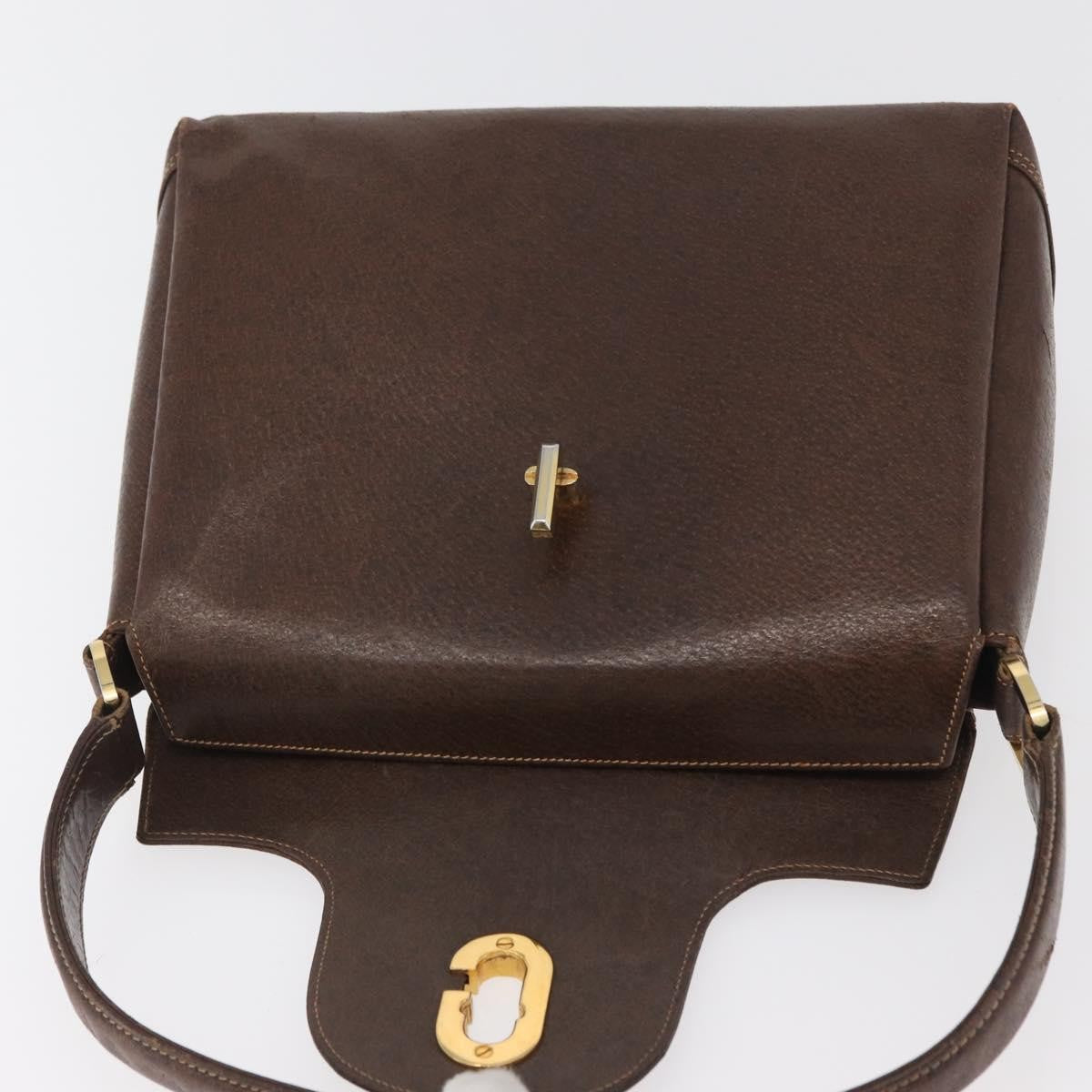 Gucci GUCCI Shoulder Bag Leather Brown Gold Authentic BAZ570