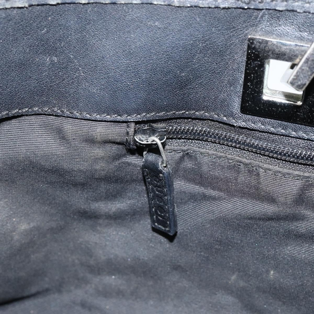 Gucci GUCCI GG Canvas Tote Bag Black Silver 36173 1705 Authentic 154445