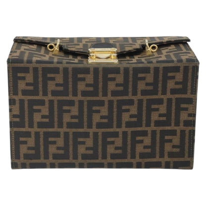 Fendi FENDI Zucca Canvas Vanity Hand Bag Black Brown Authentic 169044
