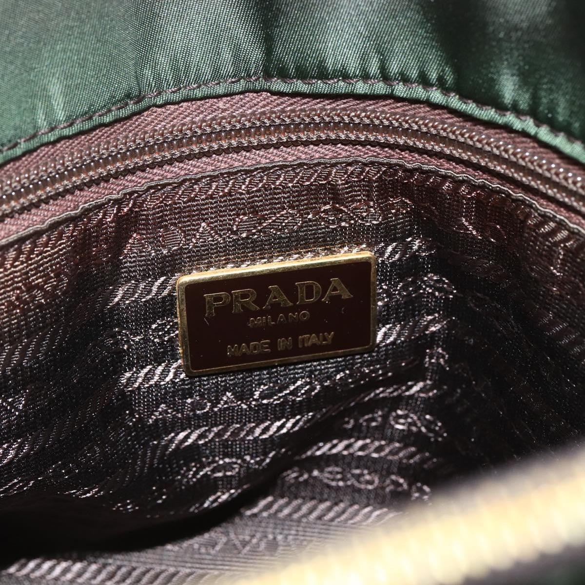 Prada PRADA Chain Shoulder Bag Nylon Green Gold Authentic 159258