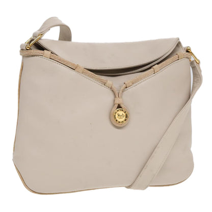 Celine CELINE Horse Carriage Shoulder Bag Leather Beige Gold Authentic 90216