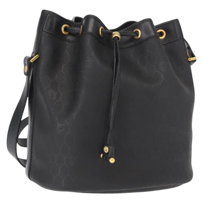 Dior Christian Dior Honeycomb Canvas Shoulder Bag PVC Black Gold Authentic 161139