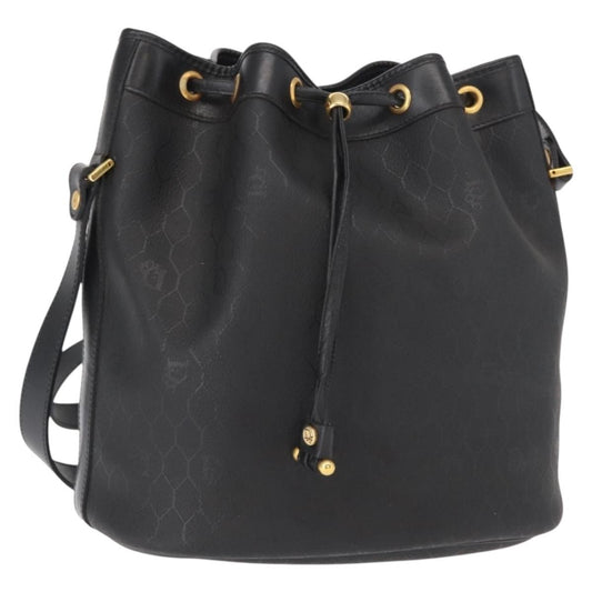 Dior Christian Dior Honeycomb Canvas Shoulder Bag PVC Black Gold Authentic 161139