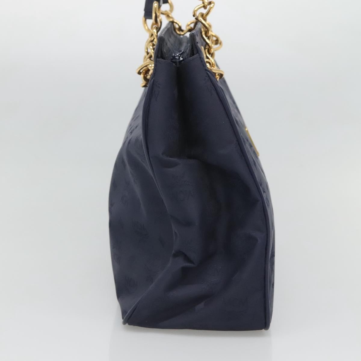 MCM MCM Logogram Vicetos Shoulder Bag Nylon Navy Gold Authentic 127085