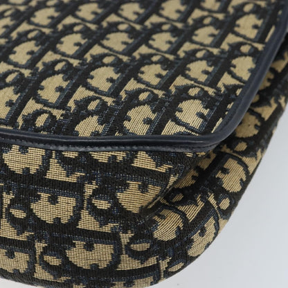 Dior Christian Dior Trotter Canvas Shoulder Bag Navy Gold Authentic gh1790