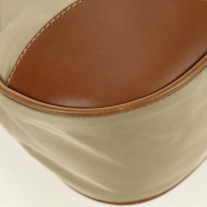 Prada PRADA Hand Bag Nylon Leather Beige Gold Authentic am11645A
