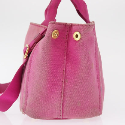 Prada PRADA Canapa PM Hand Bag Canvas 2way Pink Gold Authentic 162515
