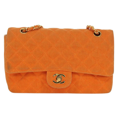 Chanel CHANEL Matelasse 25 Chain Shoulder Bag Corduroy Orange Gold CC Authentic 179800V