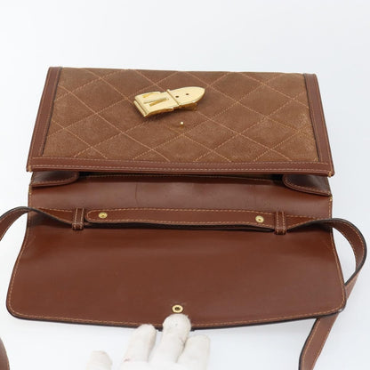 Gucci GUCCI Shoulder Bag Suede Leather Brown Gold Authentic 146416