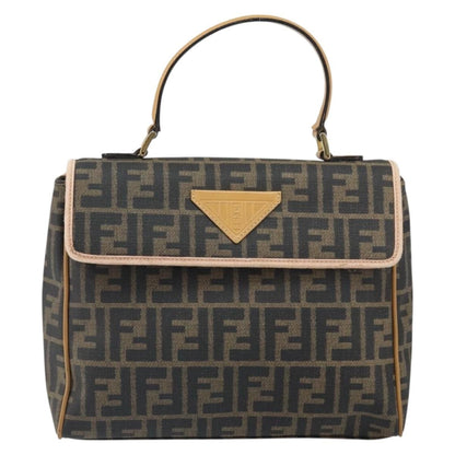 Fendi FENDI Zucca Canvas Hand Bag PVC Brown Black Authentic 158200