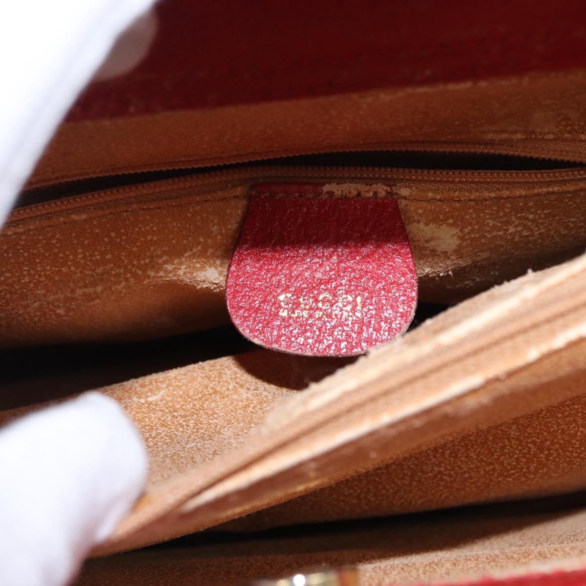 Gucci GUCCI Bamboo Hand Bag Leather Red Gold 002 0260 2615 Authentic ep12137
