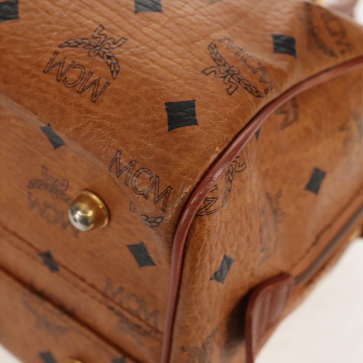 MCM MCM Logogram Vicetos Hand Bag PVC Leather 2way Brown Gold Authentic 158823