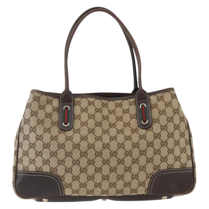 Gucci GUCCI Pretty GG Canvas Web Sherry Line Hand Bag Beige Gold 163805 Authentic 168668