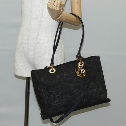 Dior Christian Dior Canage Tote Bag Nylon 2way Black Gold Authentic 140681