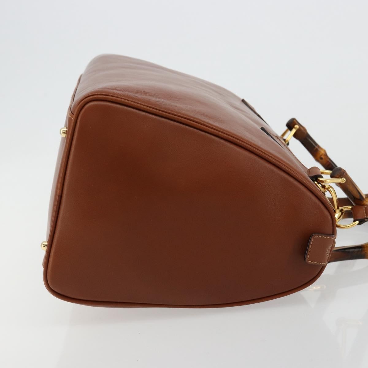 Gucci GUCCI Bamboo Hand Bag Leather 2way Brown Gold 000 122 0293 Authentic 181101