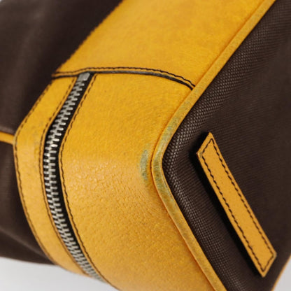 Prada PRADA Hand Bag Canvas Yellow Brown Authentic 154533