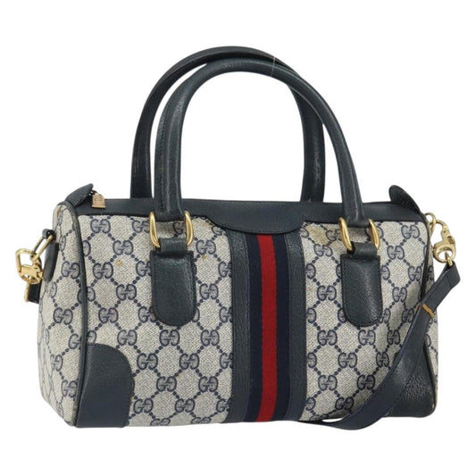 Gucci GUCCI GG Supreme Sherry Line Bag PVC 2way Navy Red gold 002 39 0069 Authentic ep12291