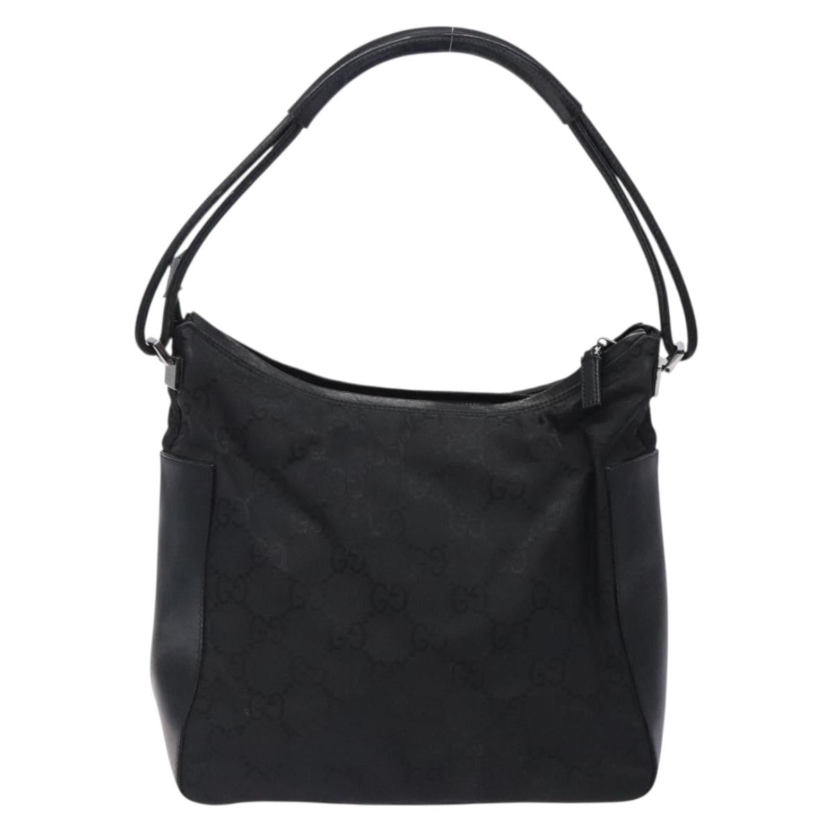 Gucci GUCCI GG Canvas Shoulder Bag Nylon Black Silver 001 3766 Authentic BA4115
