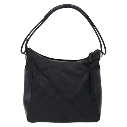 Gucci GUCCI GG Canvas Shoulder Bag Nylon Black Silver 001 3766 Authentic BA4115