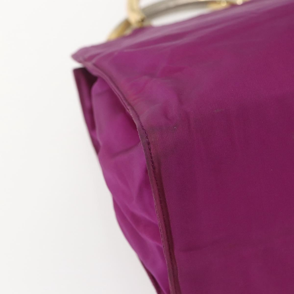 Prada PRADA Hand Bag Nylon Metal Purple Gold Authentic 155416