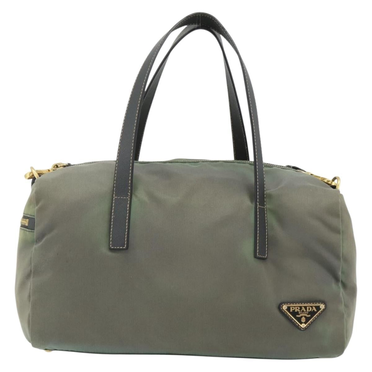 Prada PRADA Shoulder Bag Nylon 2way Green Gold Authentic 176782