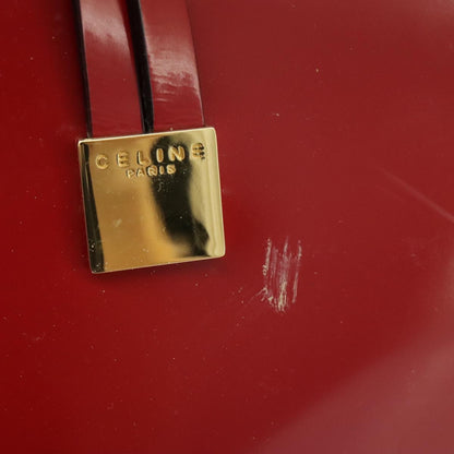 Celine CELINE Hand Bag Patent leather Red Gold Authentic 96786