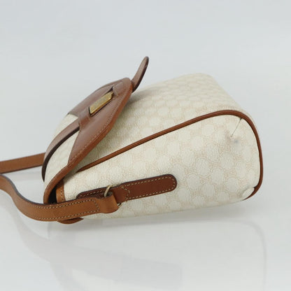 Celine CELINE Macadam Canvas Shoulder Bag PVC Leather White Gold Authentic ep14261