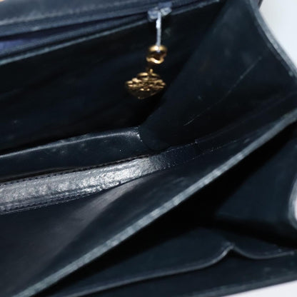 Gucci GUCCI Shoulder Bag Leather Navy Gold Authentic ep8402
