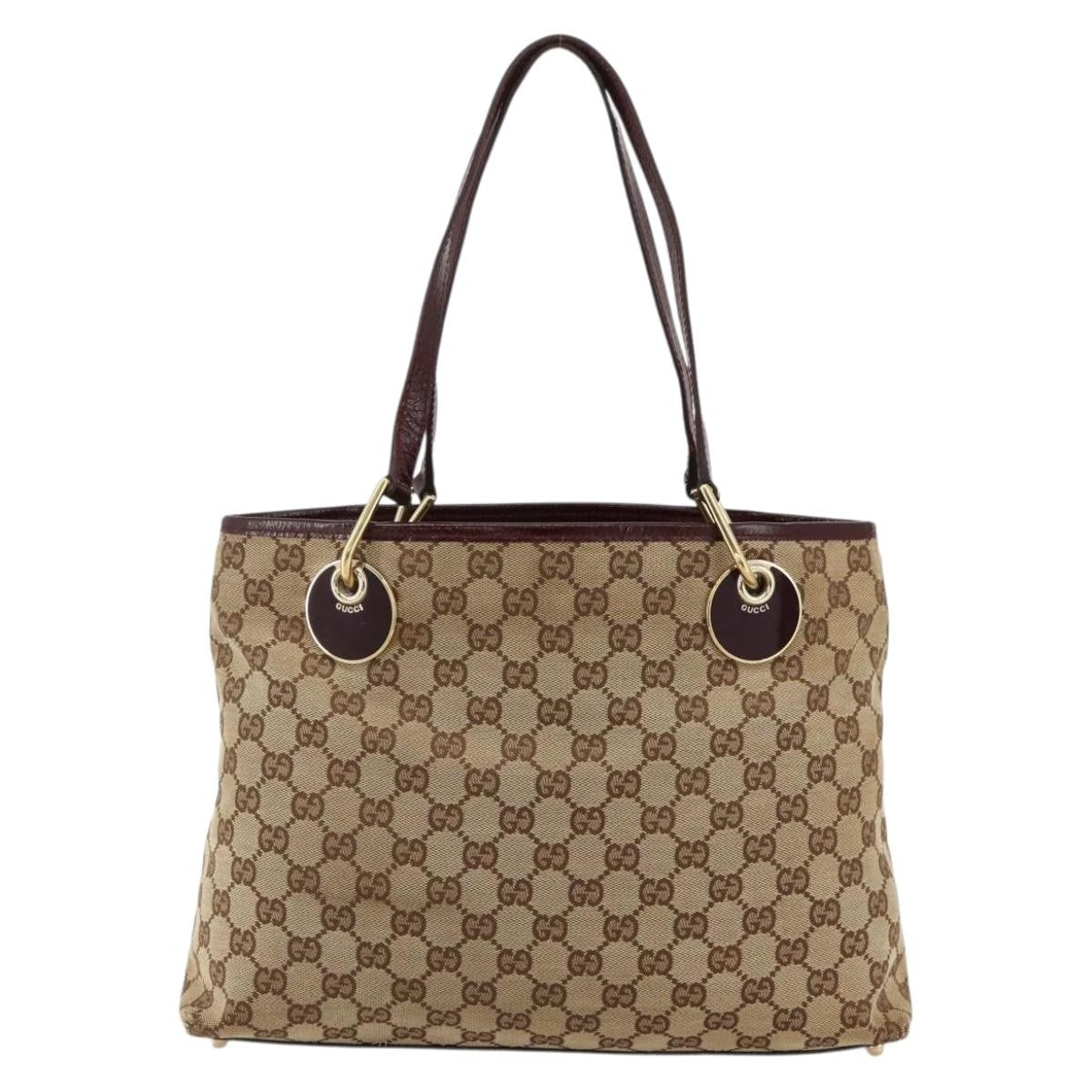 Gucci GUCCI GG Canvas Tote Bag Beige Gold 120837 Authentic YKZ1152