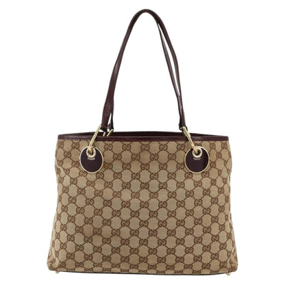 Gucci GUCCI GG Canvas Tote Bag Beige Gold 120837 Authentic YKZ1152