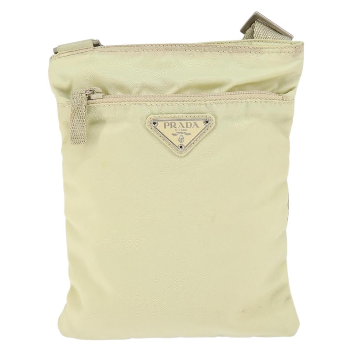 Prada PRADA Shoulder Bag Nylon Ivory Silver Authentic 146915