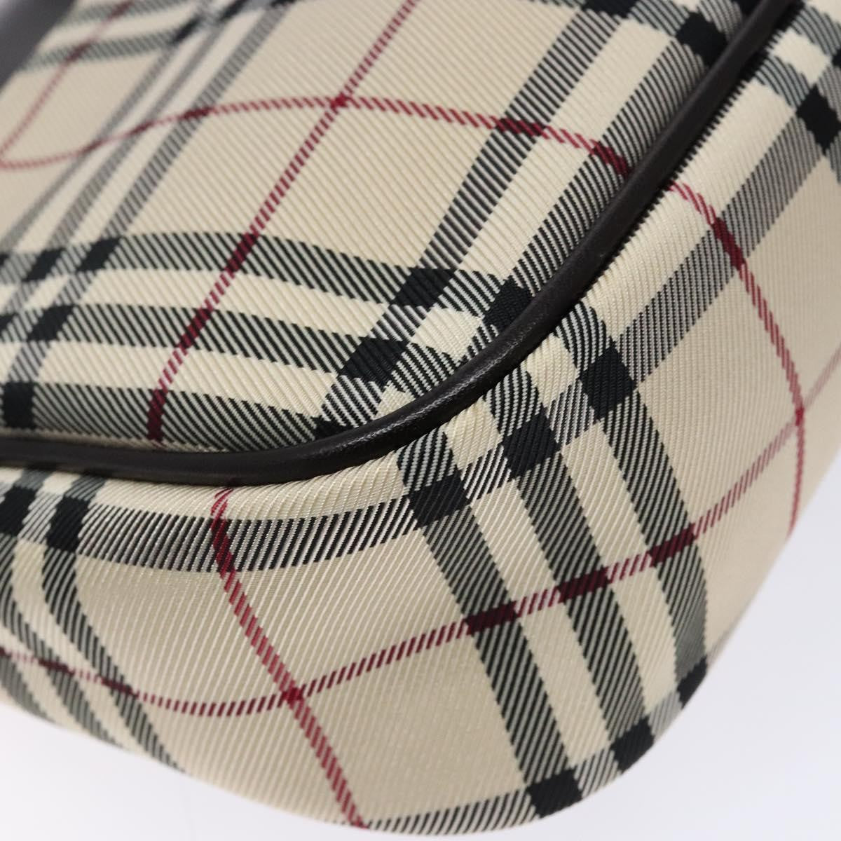 Burberry BURBERRY Nova Check Shoulder Bag Canvas Beige Silver Authentic 138176