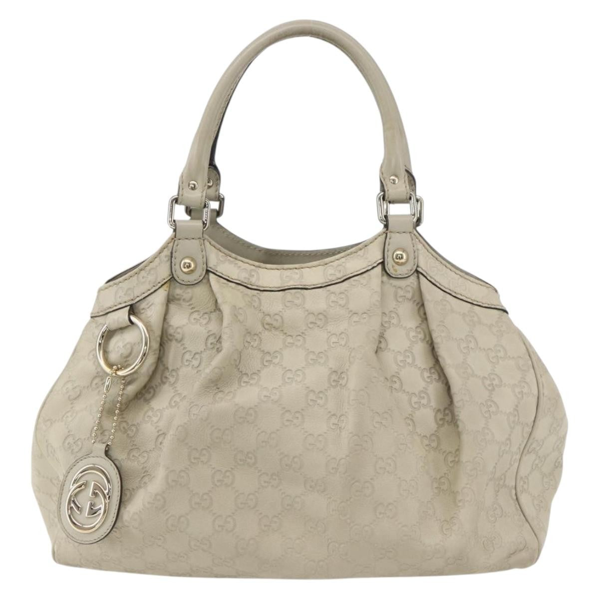 Gucci GUCCI Guccissima GG Canvas Sukey Hand Bag Leather White Gold 211944 Authentic yk20007