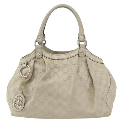 Gucci GUCCI Guccissima GG Canvas Sukey Hand Bag Leather White Gold 211944 Authentic yk20007