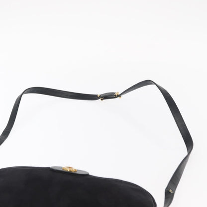Dior Christian Dior Shoulder Bag Suede Black Gold Authentic 157242