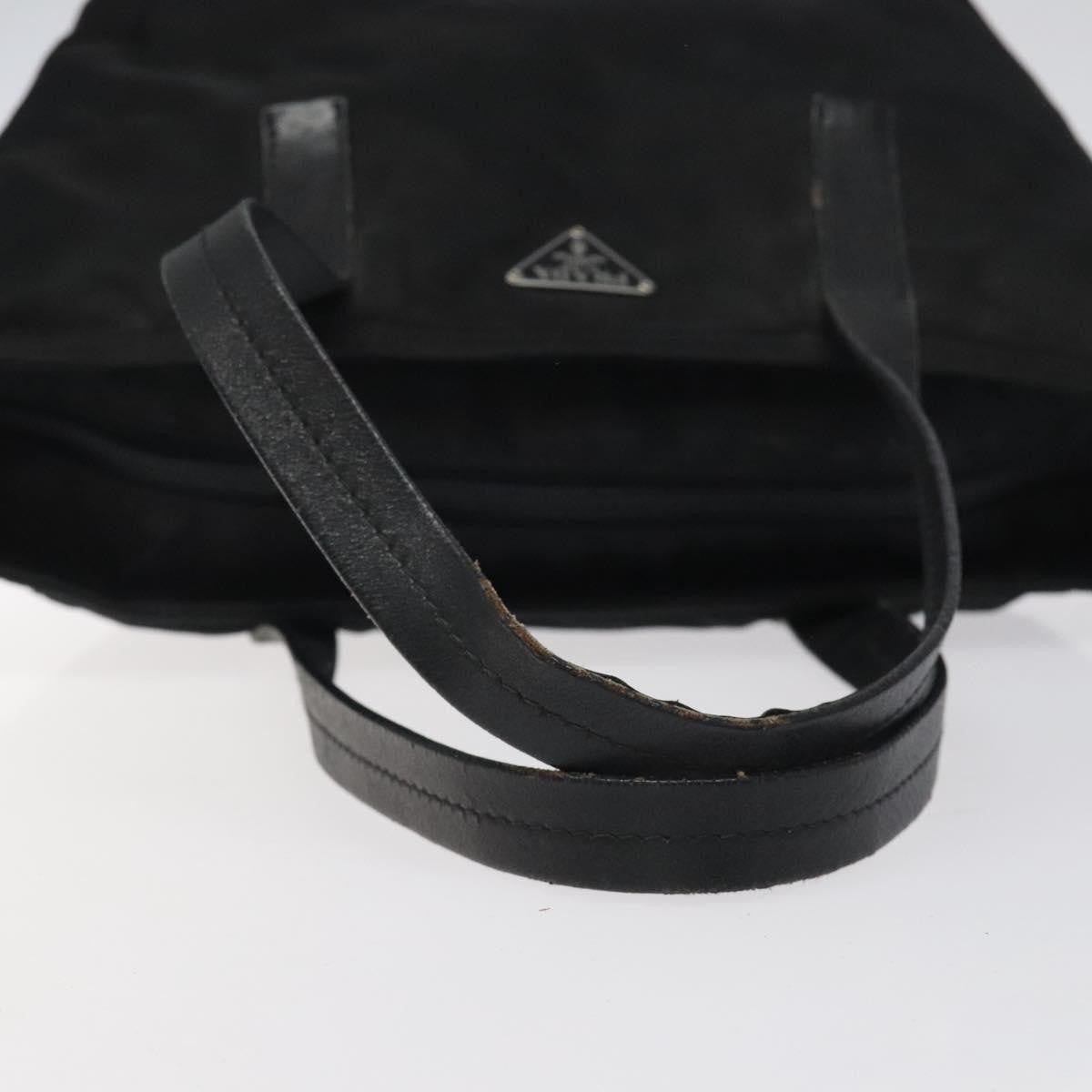 Prada PRADA Hand Bag Nylon Black Silver Authentic 118193