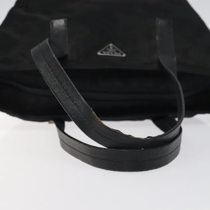 Prada PRADA Hand Bag Nylon Black Silver Authentic 118193